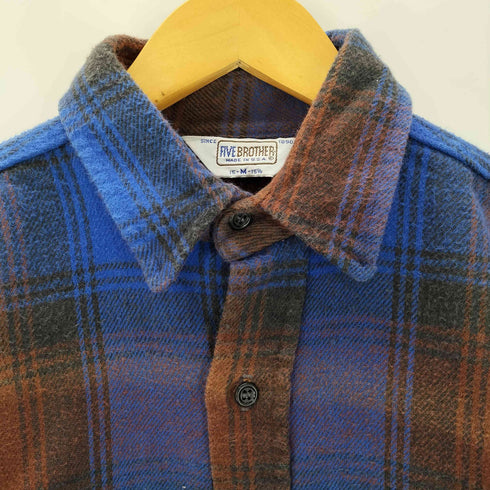 ファイブブラザー FIVE BROTHER 70-80s USA製 三角タグ L/Sフランネルシャツ メンズ import:M
