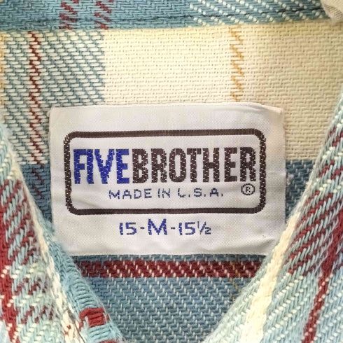 ファイブブラザー FIVE BROTHER 80s USA製 配色チェック L/Sネルシャツ メンズ import:M
