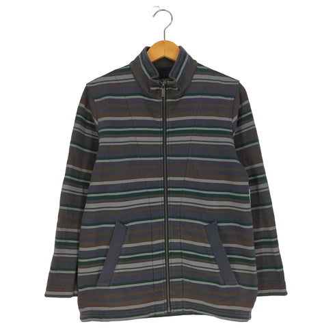 エディーバウアー Eddie Bauer ハイネック ボーダー ジップアップ カーディガン ブルゾン メンズ import:XS
