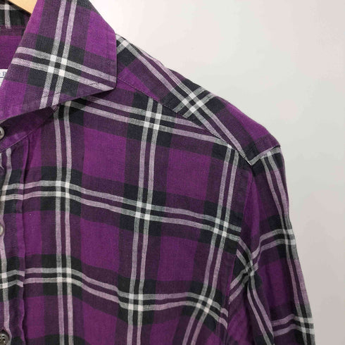 オリアン ORIAN SLIM FIT カッタウェイ チェック柄 L/S シャツ メンズ