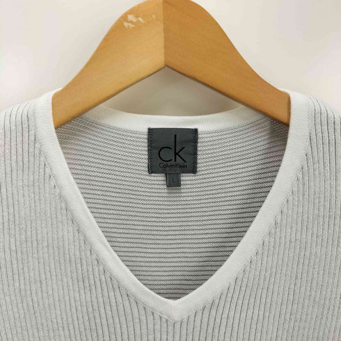 シーケーカルバンクライン ck Calvin Klein ワッフル リブ編み Vネック カットソー メンズ import:L