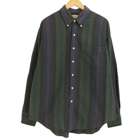 エルエルビーン L.L.Bean 80s ストライプ柄 コットン ボタンダウン 長袖シャツ メンズ import:L