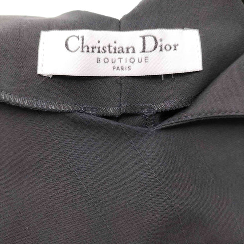 クリスチャンディオール Christian Dior 04SS BOUTIQUE ガリアーノ期 フランス製 コットン ポリ シャドー ストライプ ドレス ワンピース レディース FR:38