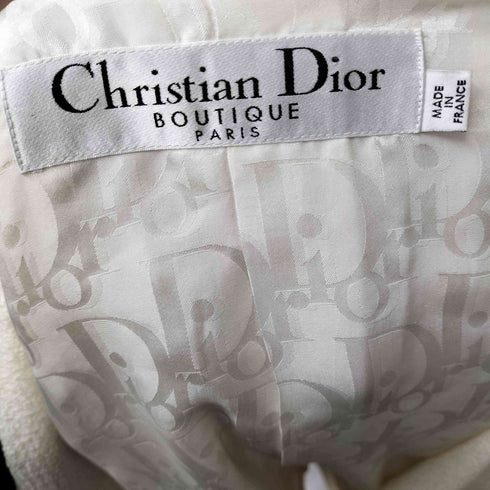 クリスチャンディオール Christian Dior 07SS BOUTIQUE ガリアーノ期 フランス製 裏地 総柄 シルク ウール ナイロン スナップ ボタン テーラード ジャケット タイト スカート セットアップ レディース 36