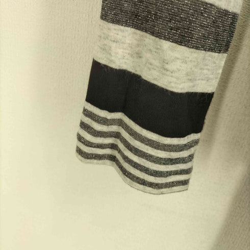 ヨウジヤマモトプリュスノアール YOHJI YAMAMOTO+NOIR 14ss アシンメトリー テールカット グリッターボーダー ボートネックカットソー レディース 2