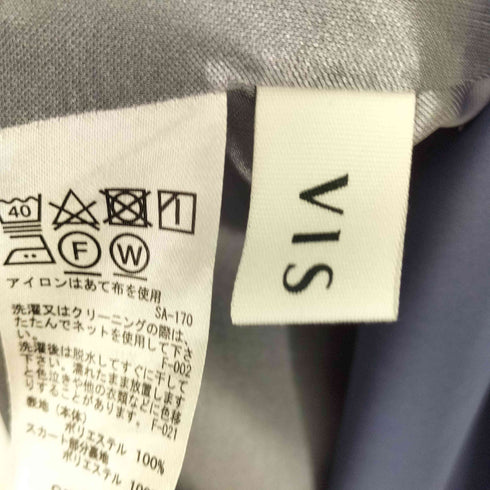 ビス ViS 洗えるフラワー&無地割裁サテンフレアワンピース レディース FREE