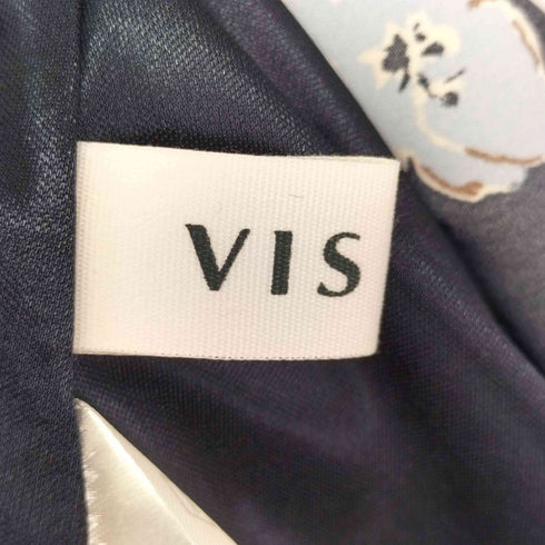 ビス ViS 洗えるフラワー&無地割裁サテンフレアワンピース レディース FREE