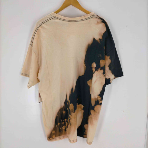 ブリーチ加工 アーティストプリントクルーネックTシャツ メンズ 2XL