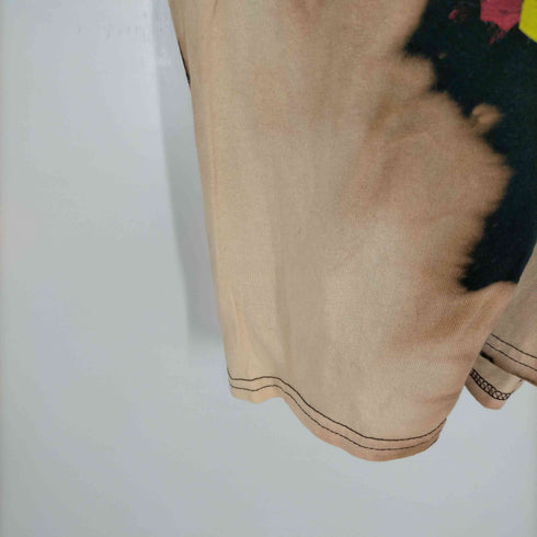 ブリーチ加工 アーティストプリントクルーネックTシャツ メンズ 2XL