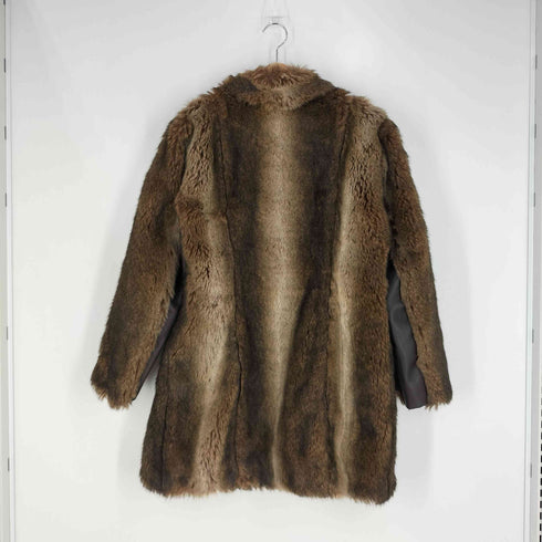 ミュウミュウ miu miu 90s イタリア製 レザー 切替 毛皮 ファー ステンカラーコート レディース 42