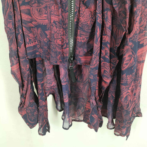 ディーゼル DIESEL 花柄総柄 アシンメトリーダブルジップフロントベルトリボン レーヨンワンピース レディース XS