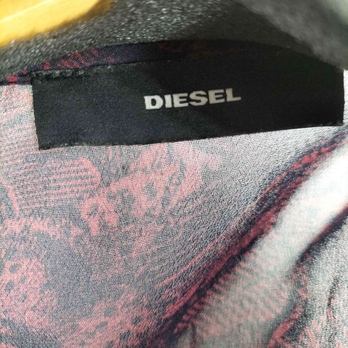 ディーゼル DIESEL 花柄総柄 アシンメトリーダブルジップフロントベルトリボン レーヨンワンピース レディース XS