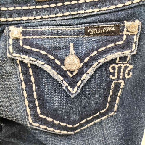 MISS ME JEANS ステッチ クロス リベット ローライズ ブーツカット デニム パンツ Y2K レディース 26