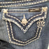 MISS ME JEANS ステッチ クロス リベット ローライズ ブーツカット デニム パンツ Y2K レディース 26