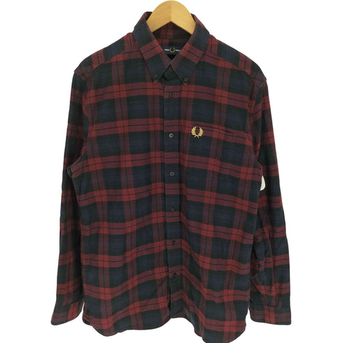 フレッドペリー FRED PERRY ロゴ 刺繍 マドラスチェック B.D L/S シャツ メンズ import:M
