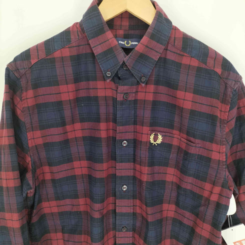 フレッドペリー FRED PERRY ロゴ 刺繍 マドラスチェック B.D L/S シャツ メンズ import:M