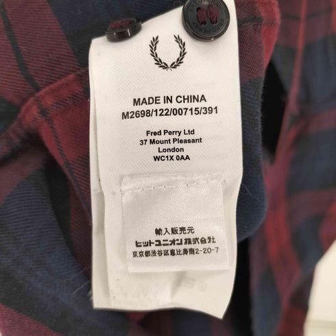フレッドペリー FRED PERRY ロゴ 刺繍 マドラスチェック B.D L/S シャツ メンズ import:M