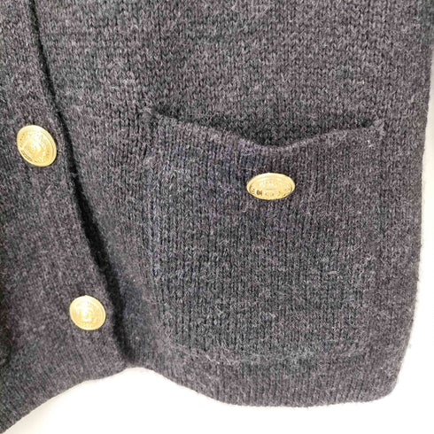 ザラ ZARA 金ボタン ウール混 ミックスファブリック カーディガン レディース import:M