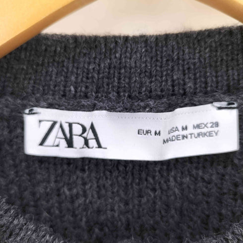 ザラ ZARA 金ボタン ウール混 ミックスファブリック カーディガン レディース import:M