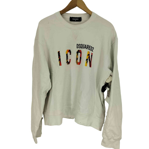 ディースクエアード DSQUARED2 23SS WHITE COTTON ICON SWEATSHIRT ホワイト コットン イコン スウェット メンズ import:M