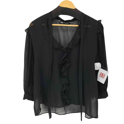 ザラ ZARA レース装飾 シースルー ブラウス レディース import:M