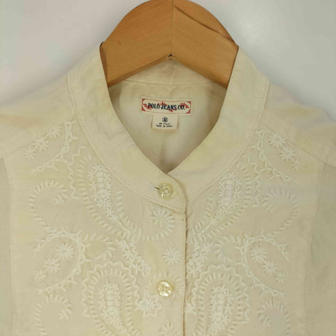 ポロジーンズカンパニーラルフローレン POLO JEANS COMPANY RALPH LAUREN フロントペイズリー刺繍 バンドカラーシャツ レディース import:M