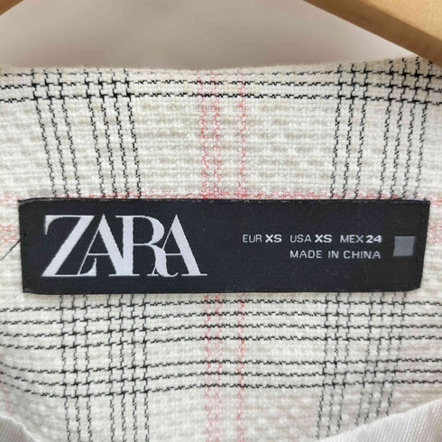 ザラ ZARA チェック フェイクフラップ クロップド ジャケット レディース import:XS