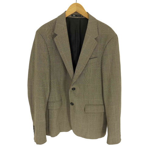 ザラ ZARA レーヨン混 グレンチェック 2B テーラード ジャケット メンズ EUR:50