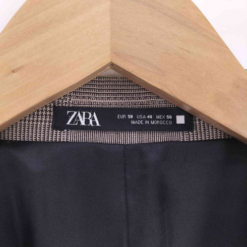 ザラ ZARA レーヨン混 グレンチェック 2B テーラード ジャケット メンズ EUR:50
