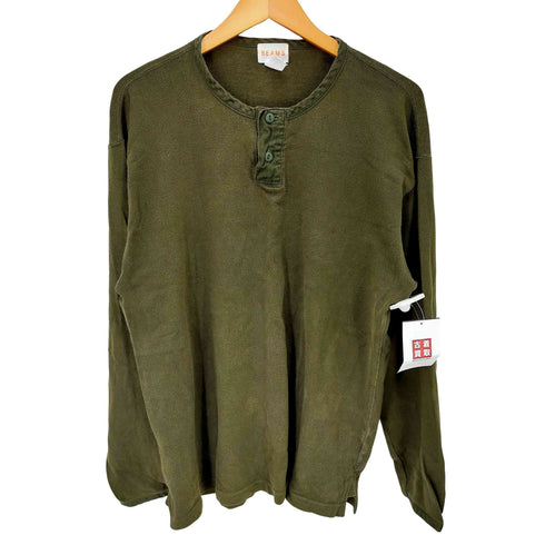 ビームス BEAMS 90-00S オレンジ文字タグ ヘンリーネック L/S Tシャツ メンズ JPN:L