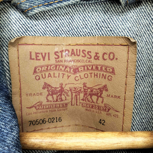リーバイス Levis 90S 92年製 70506-0216 ボタン裏715 ノースリーブデニムトラッカージャケット メンズ JPN:42
