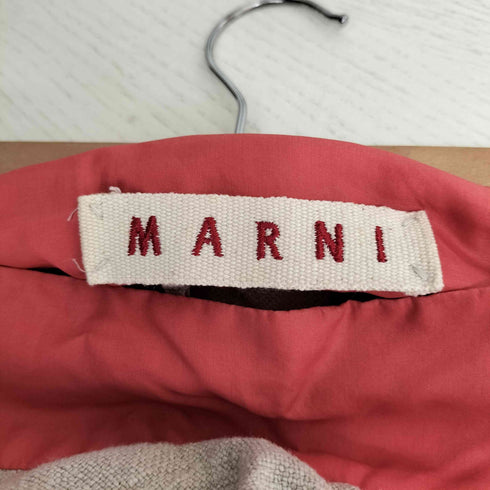マルニ MARNI イタリア製 リネン PVC 切替 変形 アシンメトリー スカート レディース 38