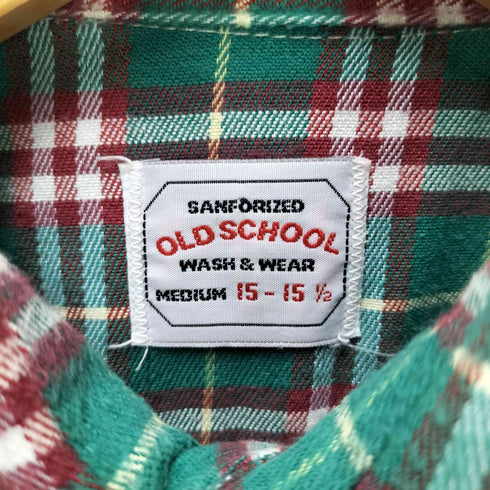 OLD SCHOOL SANFORIZED レギュラーカラー L/S チェック ネル シャツ メンズ 15-15 1/2