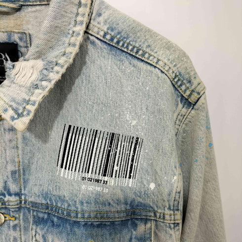 ザラ ZARA PAINTED CRUSHED DENIM JACKET ペイント クラッシュ デニム ジャケット メンズ import:L