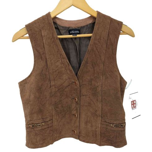 SUN LEATHER 日本製 レザー スエード ベスト レディース JPN:11号