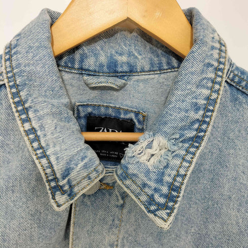 ザラ ZARA PRINTED DENIM JACKET プリンテッド デニム ジャケット メンズ import:L