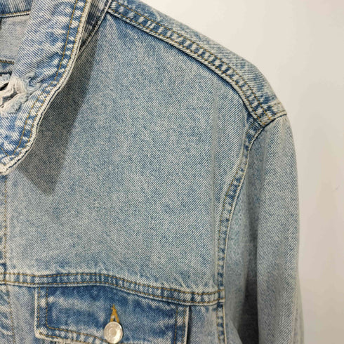 ザラ ZARA PRINTED DENIM JACKET プリンテッド デニム ジャケット メンズ import:L