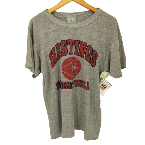 チャンピオン Champion 80S USA製 トリコタグ 染み込み三段 BASKRTBALL プリント S/S クルーネック Tシャツ カスタム ステッチ メンズ import:M