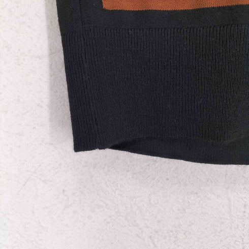 バーバリー BURBERRY Ladies Black Short Sleeve Logo Intarsia Wool Silk Cashmere Top レディース S