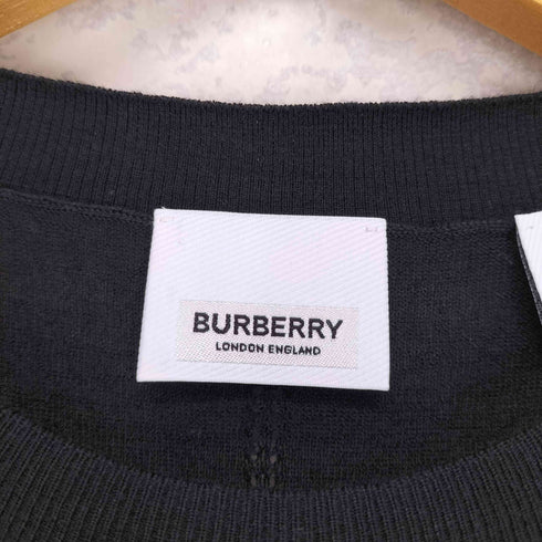 バーバリー BURBERRY Ladies Black Short Sleeve Logo Intarsia Wool Silk Cashmere Top レディース S