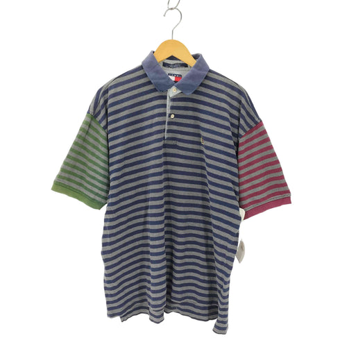 トミーヒルフィガー TOMMY HILFIGER ワンポイント刺繍 S/Sボーダーポロシャツ メンズ import:XL