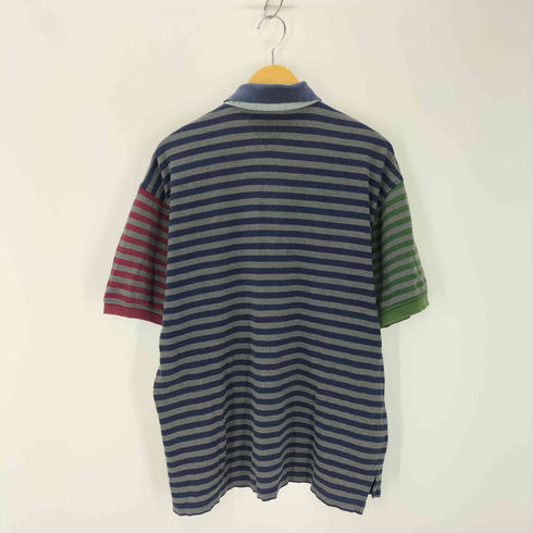 トミーヒルフィガー TOMMY HILFIGER ワンポイント刺繍 S/Sボーダーポロシャツ メンズ import:XL