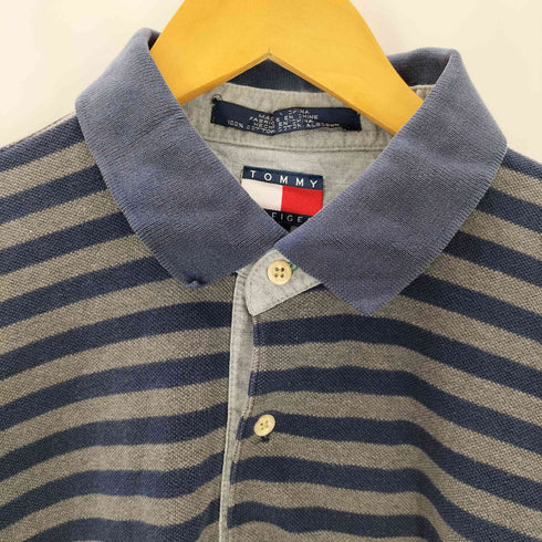 トミーヒルフィガー TOMMY HILFIGER ワンポイント刺繍 S/Sボーダーポロシャツ メンズ import:XL