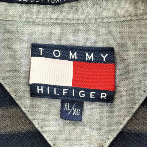 トミーヒルフィガー TOMMY HILFIGER ワンポイント刺繍 S/Sボーダーポロシャツ メンズ import:XL