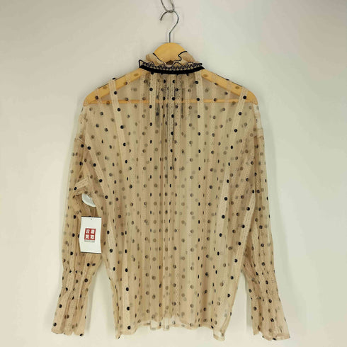 ザラ ZARA レース刺繍 シアー スキッパーシャツブラウス レディース import:XS