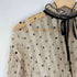 ザラ ZARA レース刺繍 シアー スキッパーシャツブラウス レディース import:XS