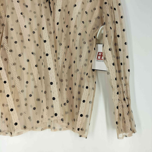 ザラ ZARA レース刺繍 シアー スキッパーシャツブラウス レディース import:XS