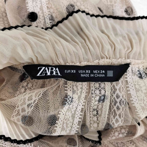 ザラ ZARA レース刺繍 シアー スキッパーシャツブラウス レディース import:XS