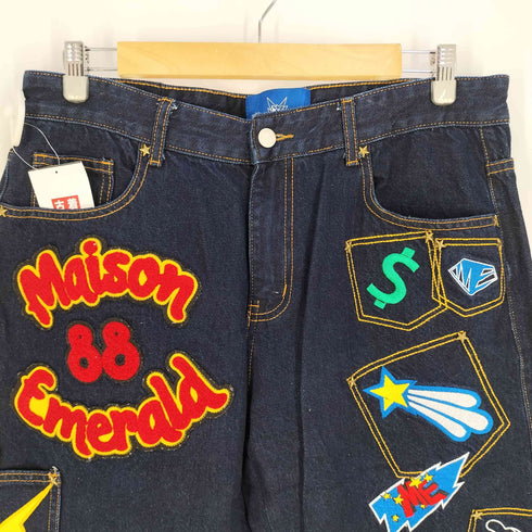 メゾンエメラルド MAISON EMERALD Multi Pocket Jeans ワッペン付き デニムパンツ メンズ JPN:L