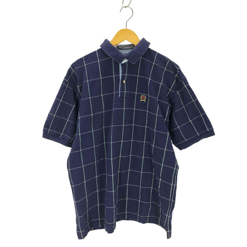 トミーヒルフィガー TOMMY HILFIGER ワンポイント刺繍 S/S格子柄ポロシャツ メンズ import:L
